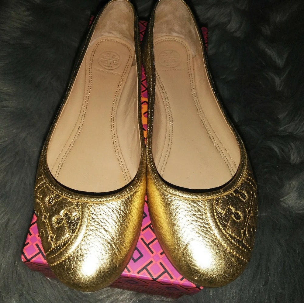 Tory Burch Metallic Gold Ruby flats